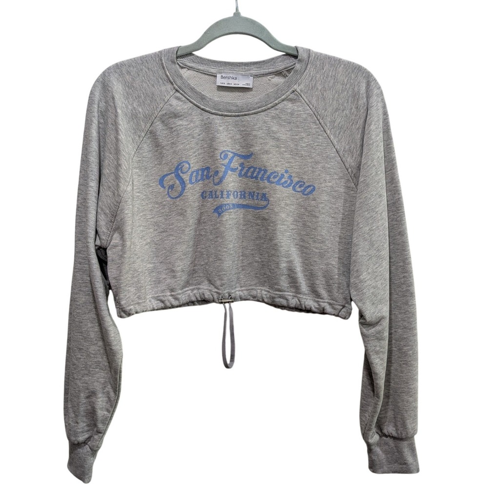Bershka Womens Crop Sweatshirt Small San Francisco Graphic Y2K Coastal Casual